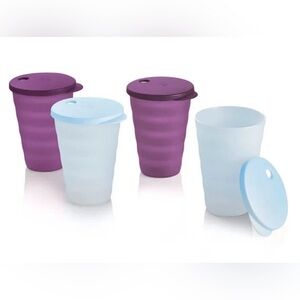 Tupperware Impressions Tumbler Set with droplets straw seals New